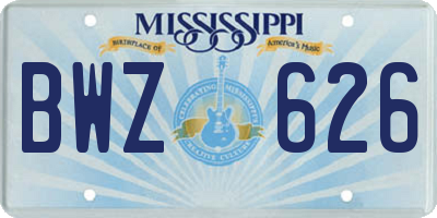 MS license plate BWZ626