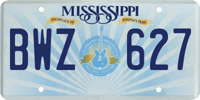 MS license plate BWZ627