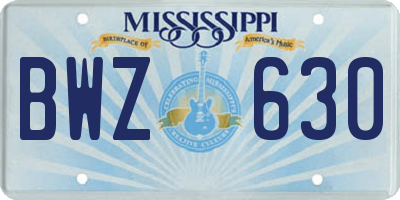 MS license plate BWZ630
