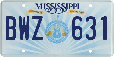 MS license plate BWZ631