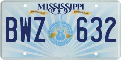 MS license plate BWZ632