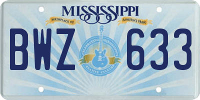 MS license plate BWZ633