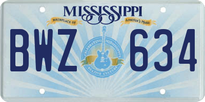 MS license plate BWZ634