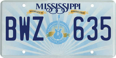 MS license plate BWZ635