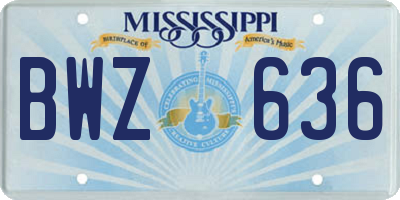 MS license plate BWZ636