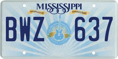 MS license plate BWZ637