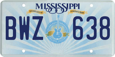 MS license plate BWZ638