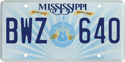 MS license plate BWZ640