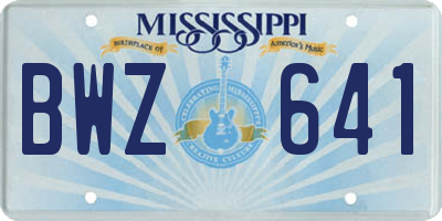 MS license plate BWZ641