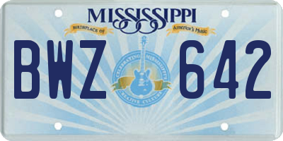 MS license plate BWZ642