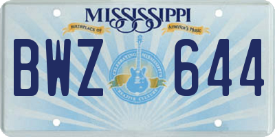 MS license plate BWZ644