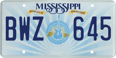 MS license plate BWZ645