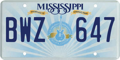 MS license plate BWZ647