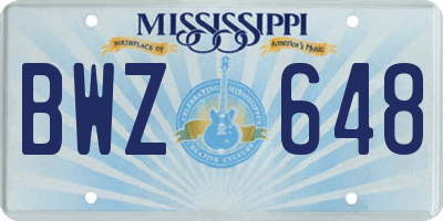 MS license plate BWZ648