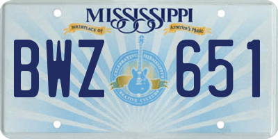 MS license plate BWZ651