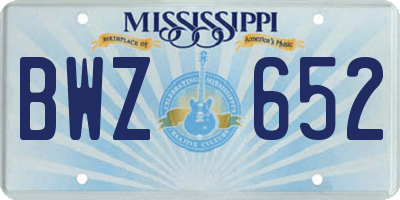 MS license plate BWZ652