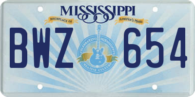 MS license plate BWZ654