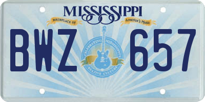 MS license plate BWZ657