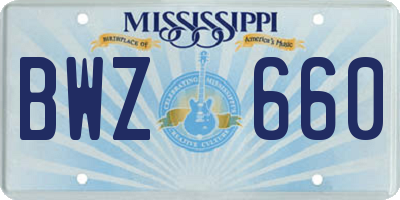 MS license plate BWZ660