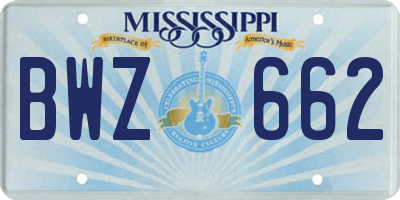 MS license plate BWZ662
