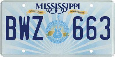 MS license plate BWZ663
