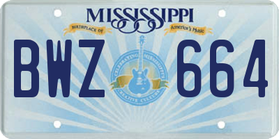 MS license plate BWZ664