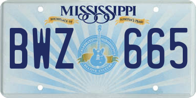 MS license plate BWZ665