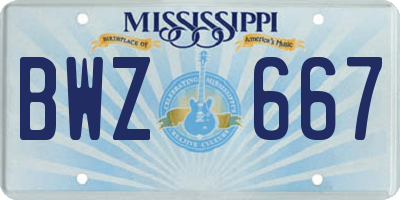 MS license plate BWZ667