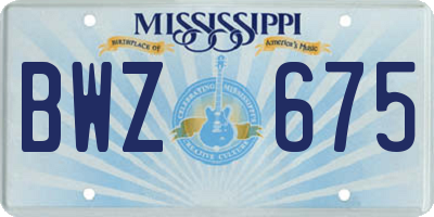MS license plate BWZ675