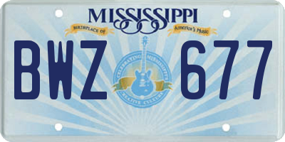 MS license plate BWZ677