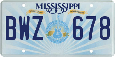 MS license plate BWZ678
