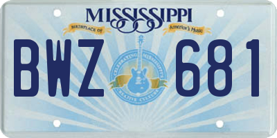MS license plate BWZ681