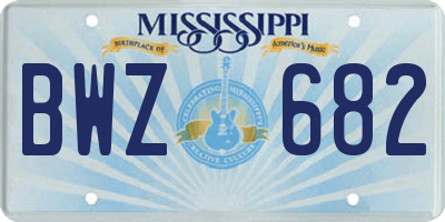 MS license plate BWZ682