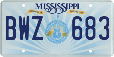 MS license plate BWZ683