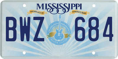 MS license plate BWZ684
