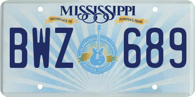MS license plate BWZ689