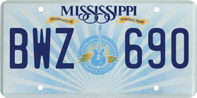 MS license plate BWZ690
