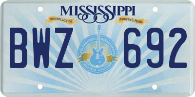 MS license plate BWZ692