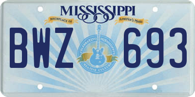 MS license plate BWZ693