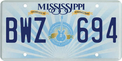 MS license plate BWZ694