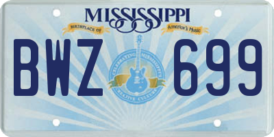 MS license plate BWZ699