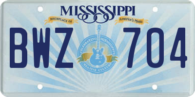 MS license plate BWZ704