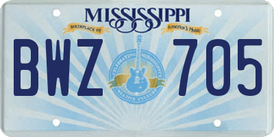 MS license plate BWZ705