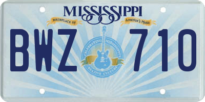 MS license plate BWZ710