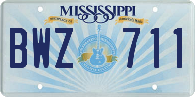 MS license plate BWZ711