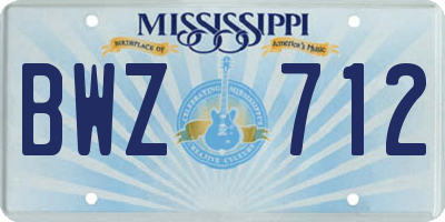 MS license plate BWZ712
