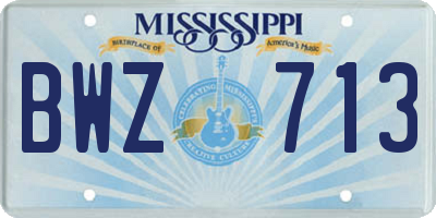 MS license plate BWZ713