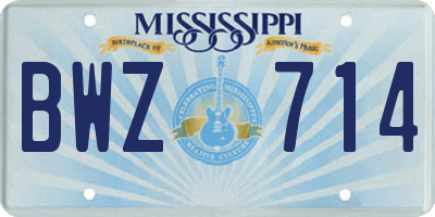 MS license plate BWZ714