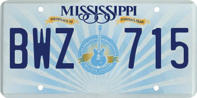 MS license plate BWZ715