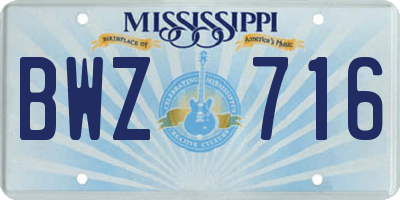 MS license plate BWZ716